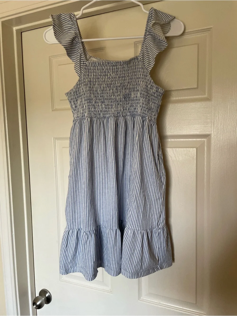 Blue and White Striped Girls' Sundress 100% Cotton